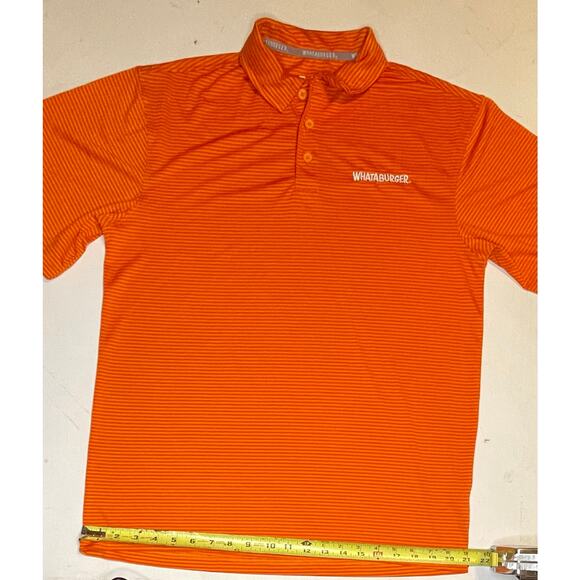 NWOT Whataburger Orange Striped Polo Shirt Men’s M Logo Uniform Golf Fanwear - Picture 5 of 8